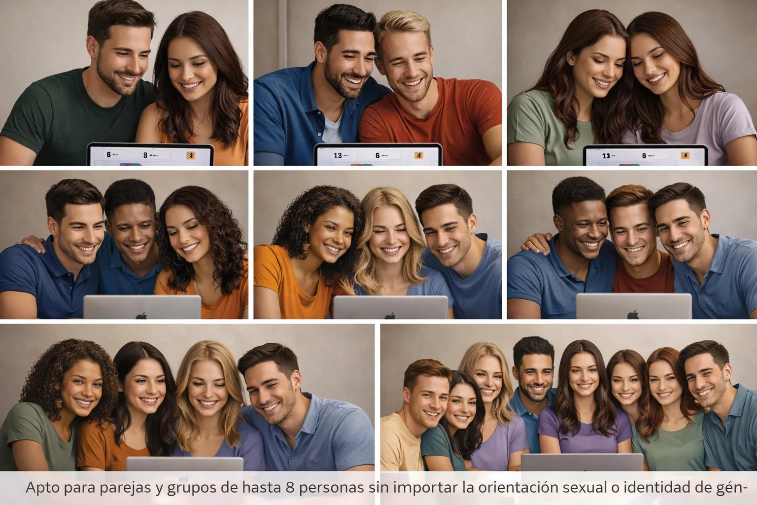 Parejas y grupos diversos disfrutando de Mi Turno – juego inclusivo para adultos